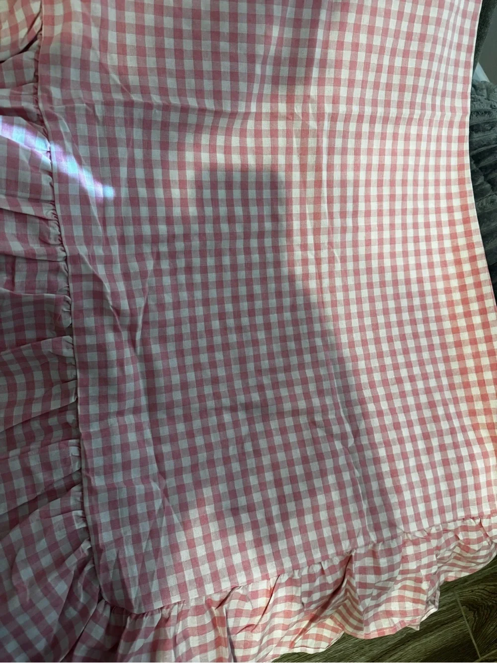 Pink Gingham Ruffle Tablecloth - Home Dining60”x120”